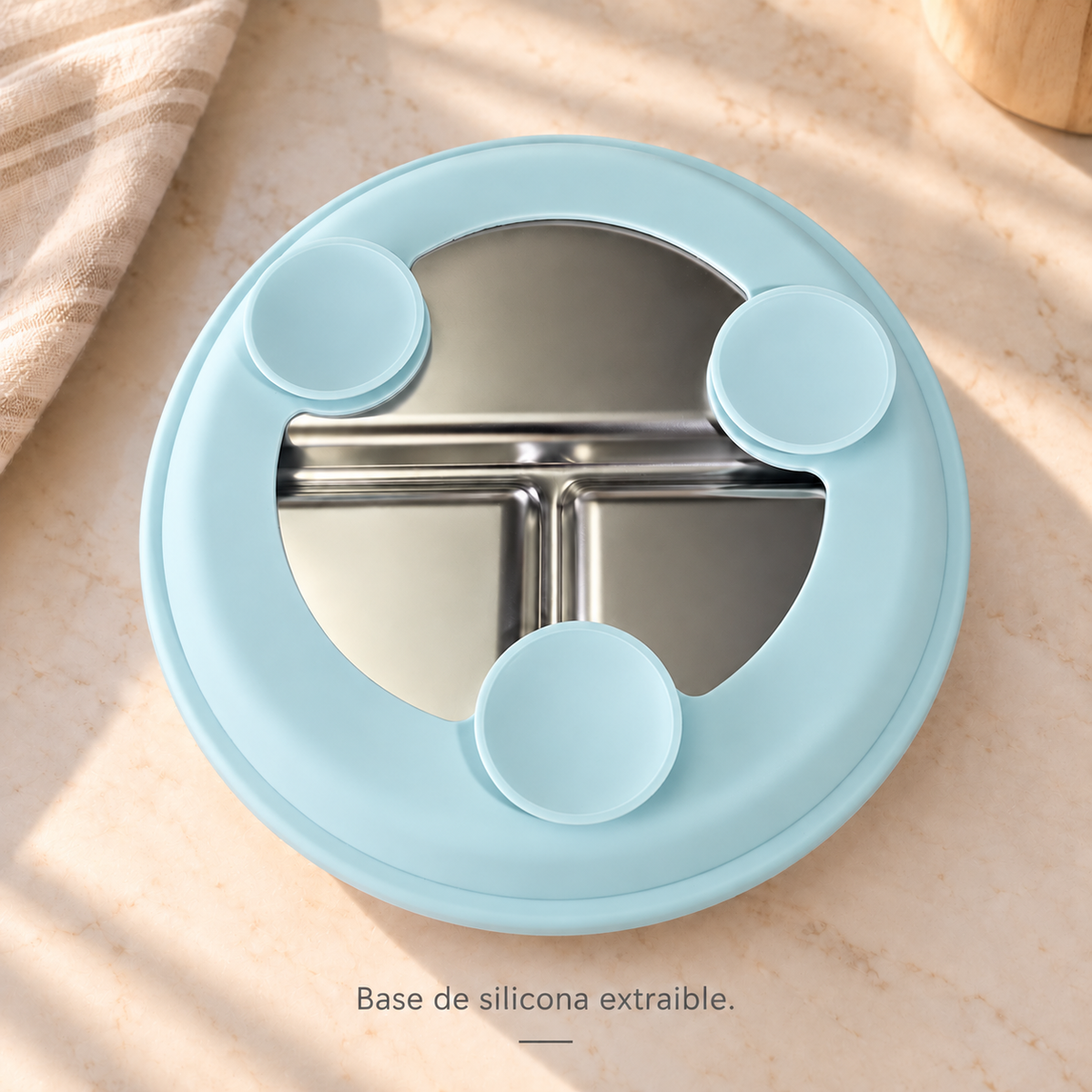 Plato de acero inoxidable y silicona Menta
