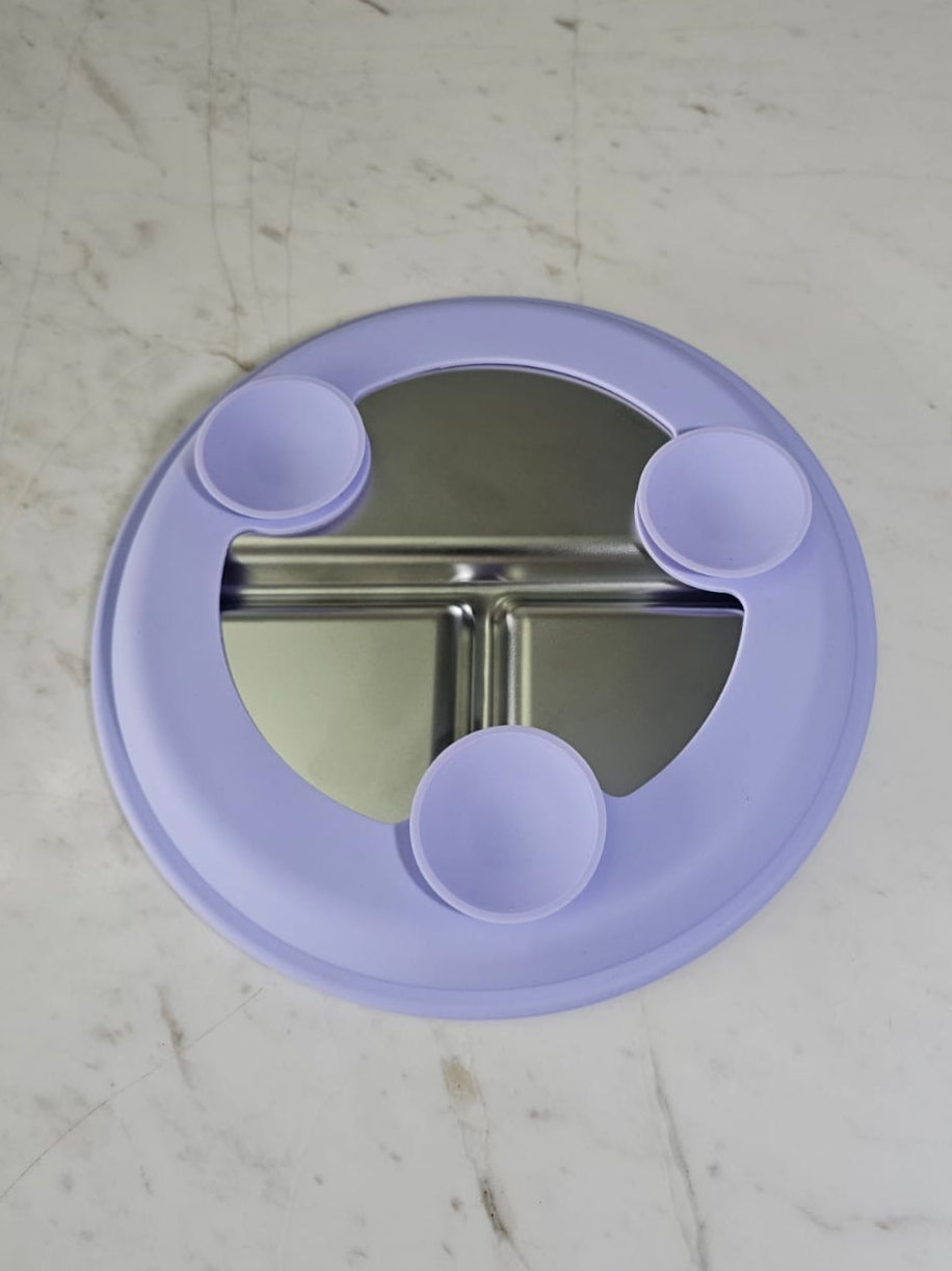 Plato de acero inoxidable y silicona - lila