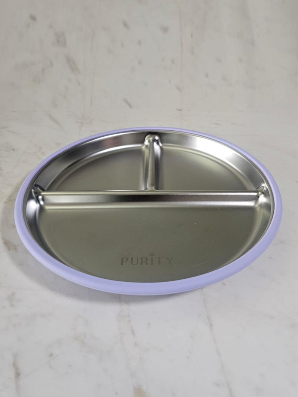 Plato de acero inoxidable y silicona - lila