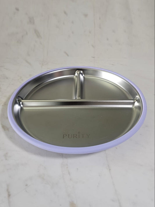 Plato de acero inoxidable y silicona - lila